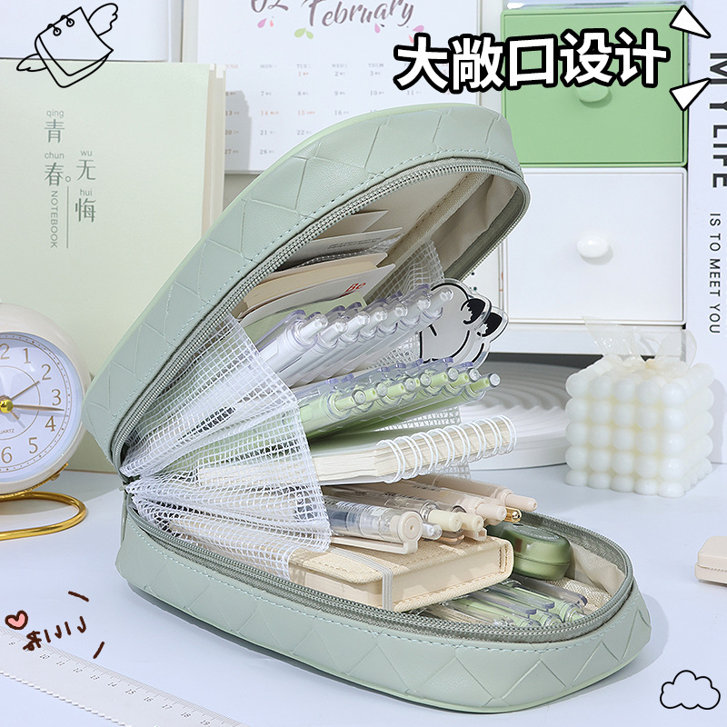 Multi-functional large-capacity pen case, portable high-appearation-level pencil case, Korean-style woven pen holder, stationery box, six-layer storage bag details Picture