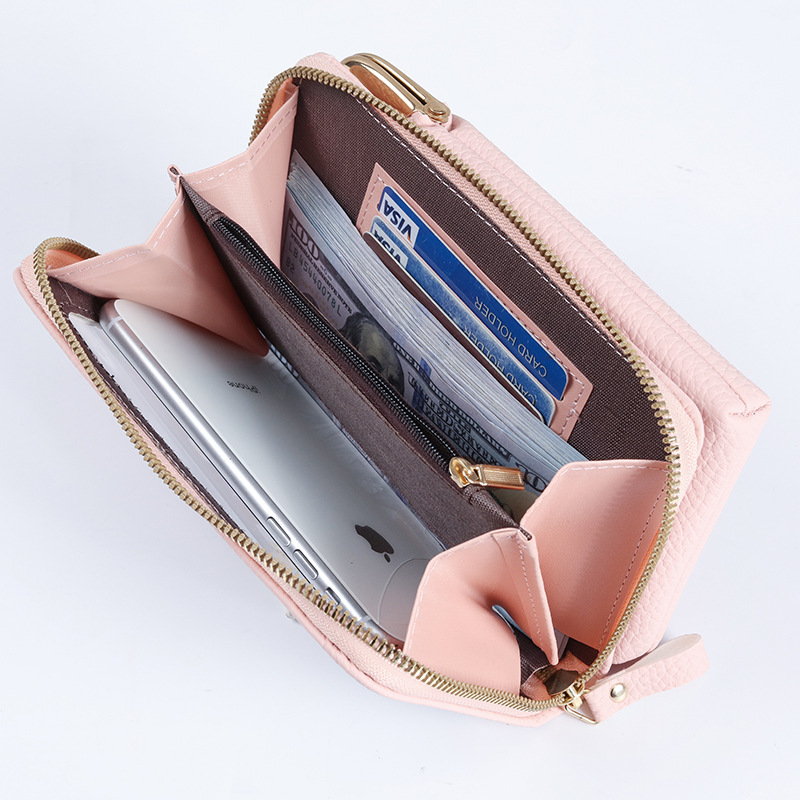 Student coin purse PU leather bag integrated, women's wallet zipper new touch screen Korean version mini mobile phone bag wholesale Specification drawing