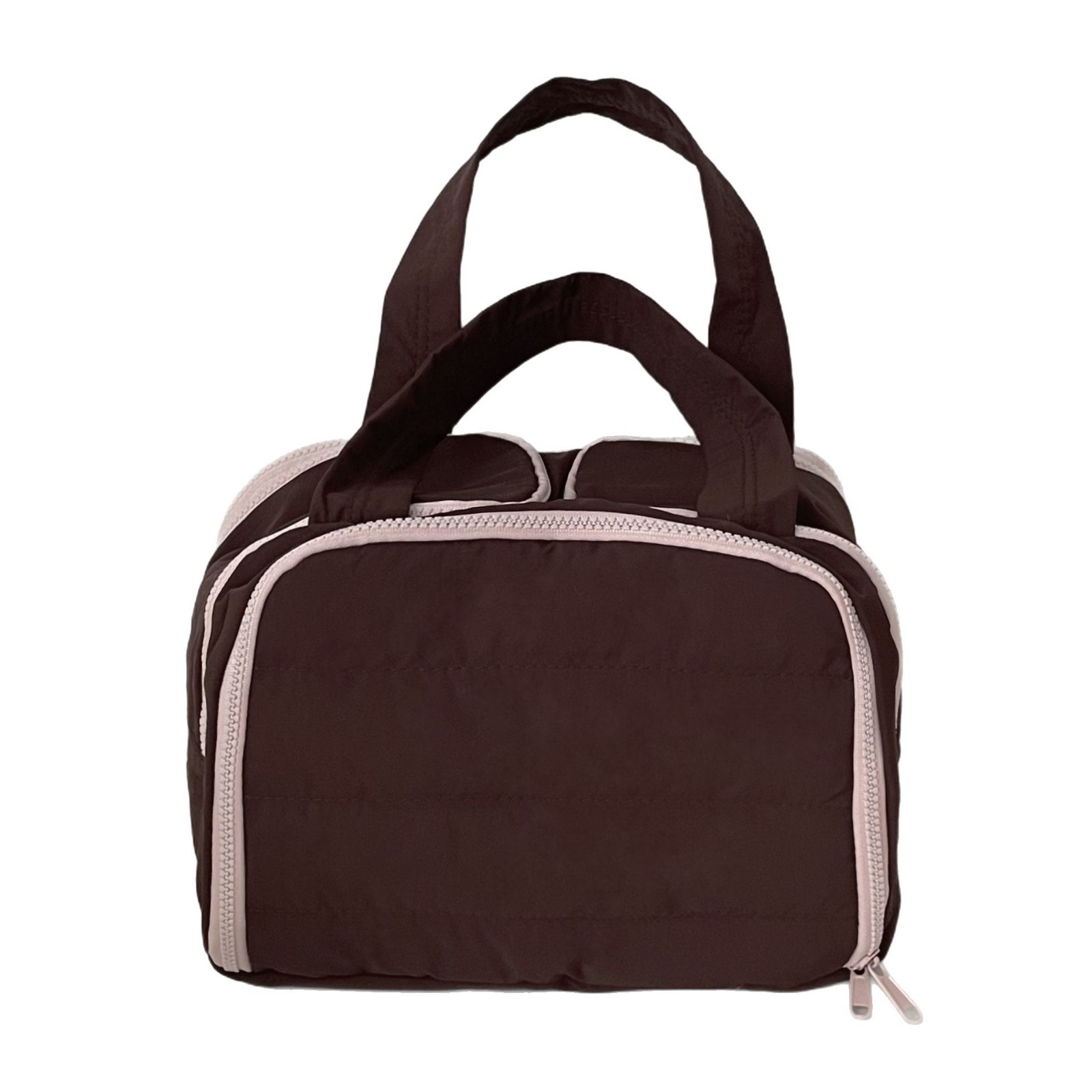 The 2025 new zoned makeup bag with a high-end feel, large capacity, double wide opening, fluffy travel portable toiletries and storage bag Item Picture