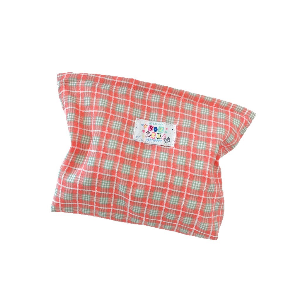 56253 Korean Fresh Makeup Bag, ins checkered storage and organization bag, canvas cosmetics storage bag, clutch Item Picture