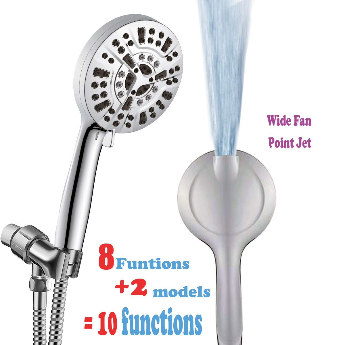 Cross-border American 10-function set with spray gun, water booster, handheld showerhead, spray massage, spray gun, water shower and showerhead full figure