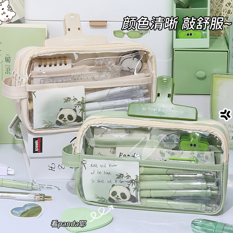 A new large-capacity transparent pen case with simple separation, high appearance level, ins style, Japanese style, specially designed for girls in primary and junior high school full figure