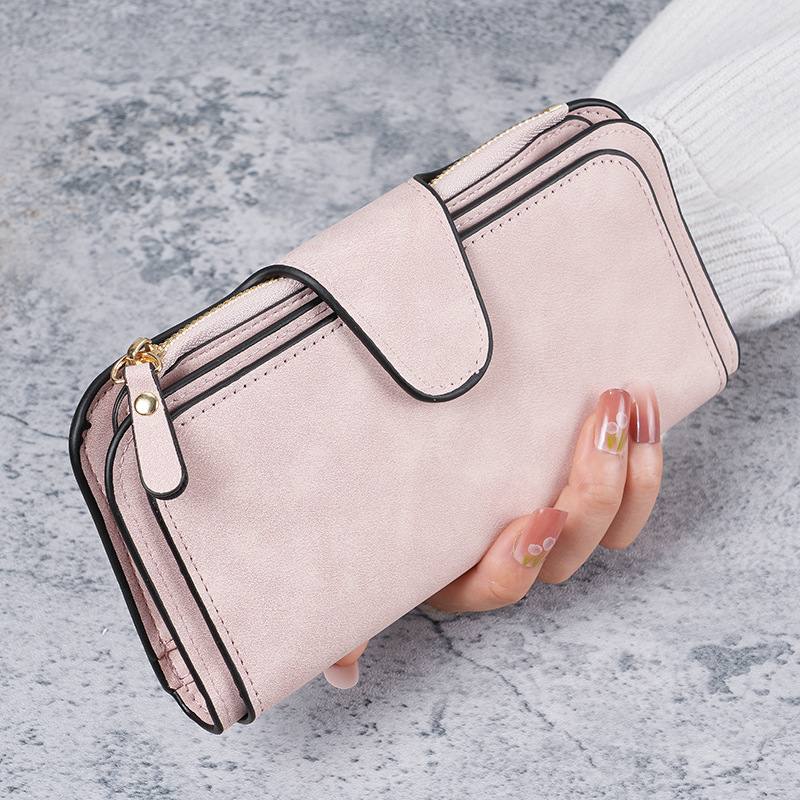 Cross-border best-selling long buckle women's wallets, coin purses, multi-color card slots, mobile phone bags, hand-held bags, card bags, and wallets full figure
