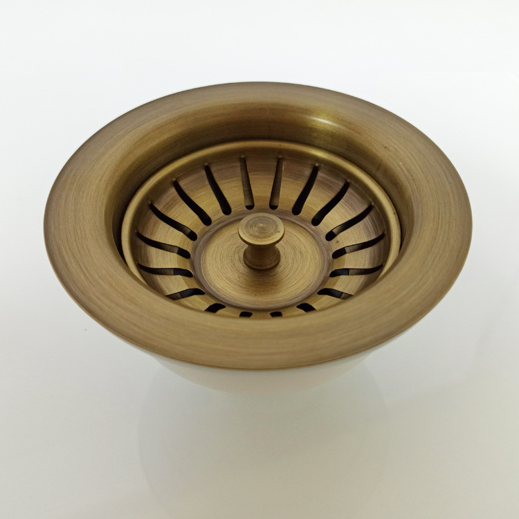 Wholesale manufacturer of retro copper kitchen drainpipe, sink, filter screen, single and double sink drain full figure
