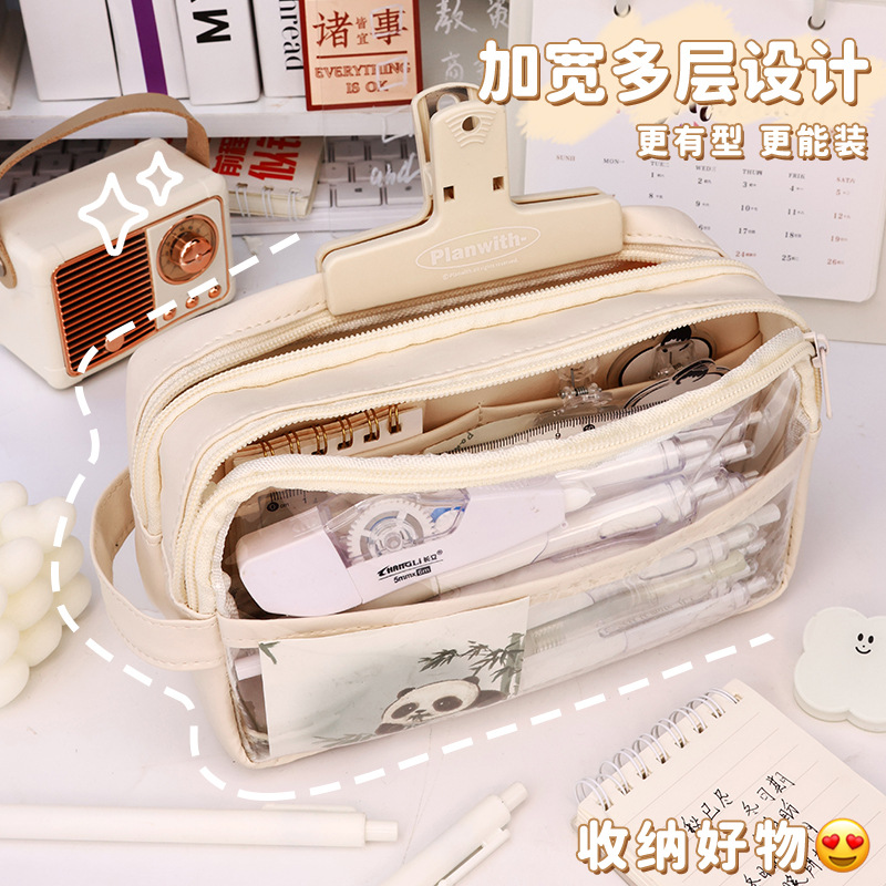 Morandi's new large-capacity pencil case, high-appearance-level stationery box, girls' style, ins, junior high school student storage pencil case Specification drawing