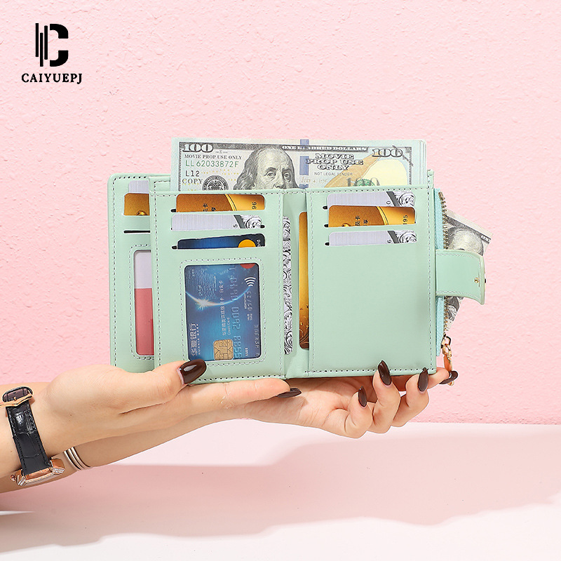 Cross-border women's short wallet, Korean-style embroidered buckle multi-slot wallet, zipper fashionable ticket wallet wholesale Wallet Application Scenario