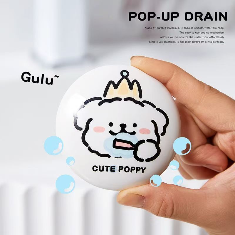 Line l puppy washbasin leakage plug bathroom ceramic washbasin drain, creative washbasin drain matching full figure
