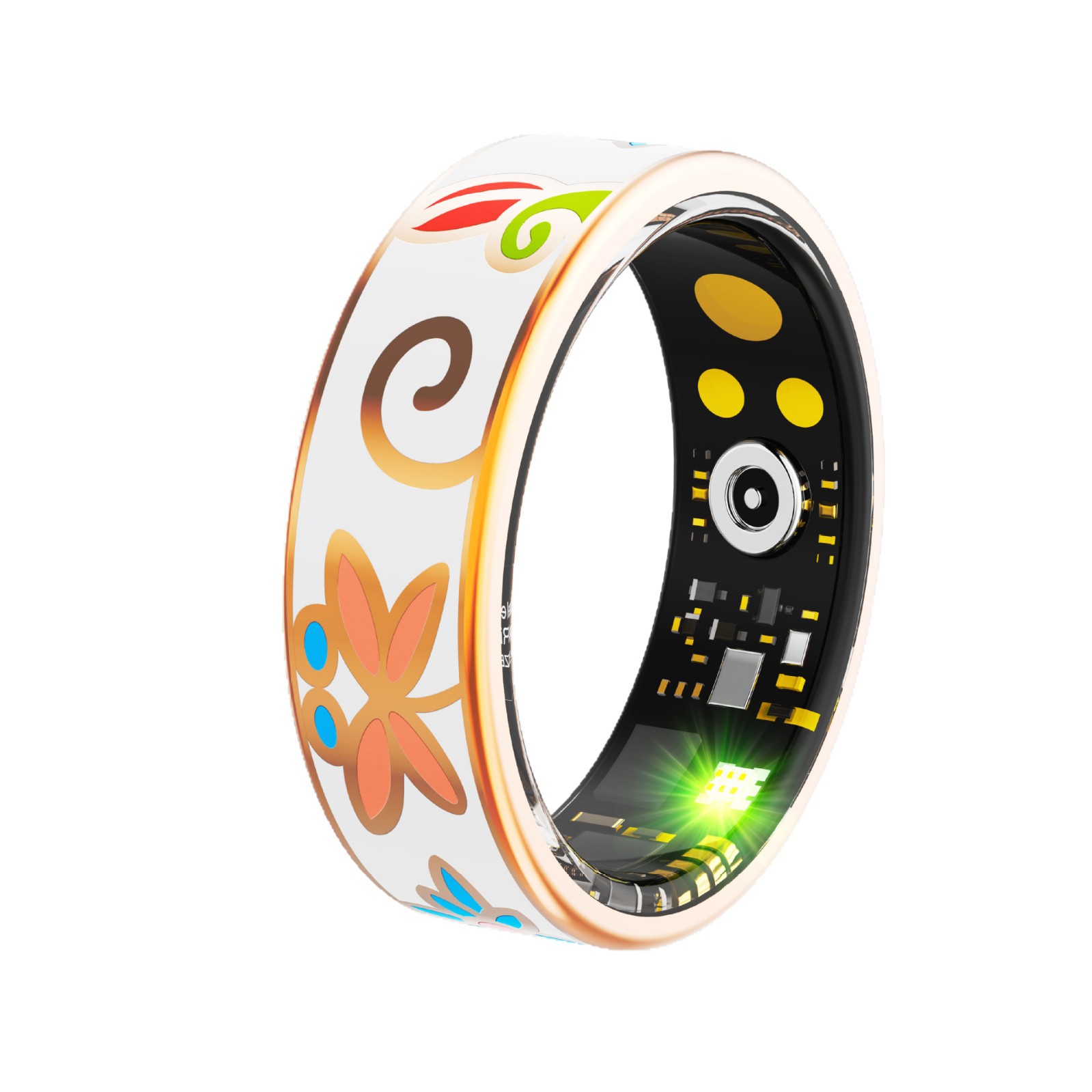 The Smart Ring features real-time monitoring of heart rate, blood oxygen, blood pressure, step counting during exercise, and intelligent photo-taking. It is a black technology smart ring Item Picture