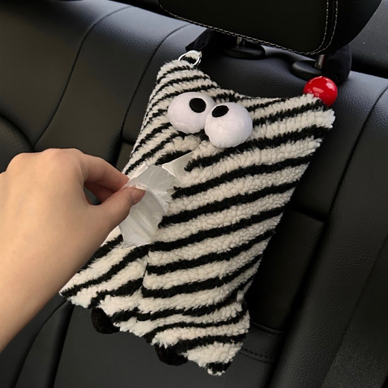 2024 New Cartoon Monster car tissue box, girlish plush tissue box, household tissue bag, hanging tissue box Application Scenario
