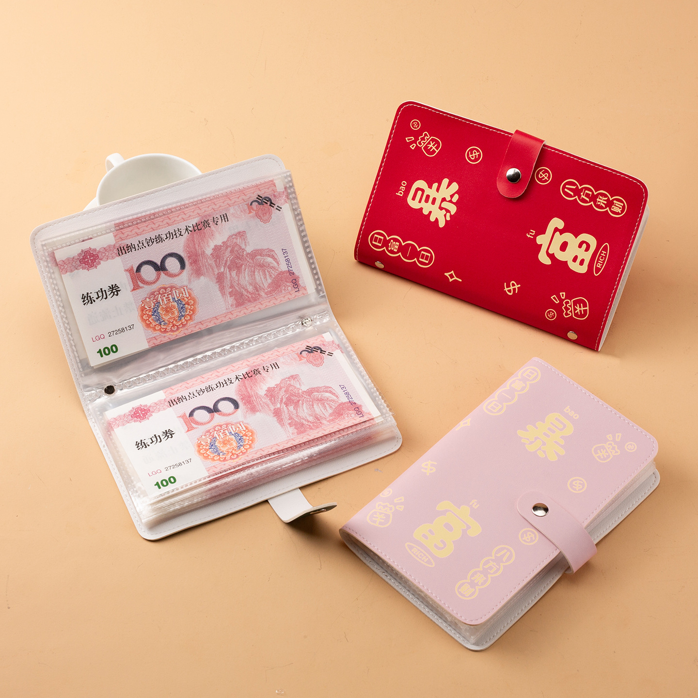 The new Ailun cash management savings book can hold cash, banknotes, a protective case, and has a large capacity for saving and storing small change full figure