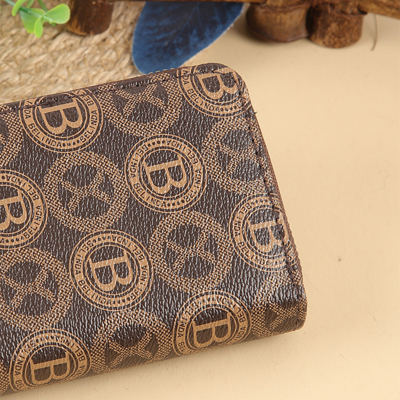 New short wallet, printed coin purse, wallet, card wallet, old pattern, multiple slots, small and small zipper wallet Specification drawing