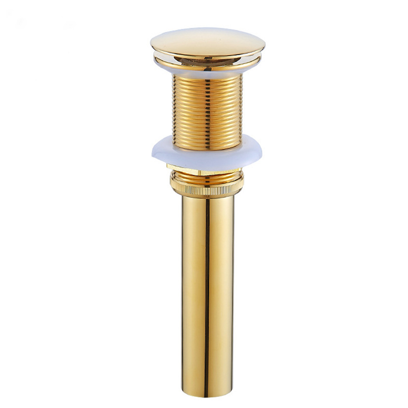 Anti-odor gold drain, washbasin, washbasin, no hole, bouncing flap, brushed gold drain, no overflow hole, brass Specification drawing