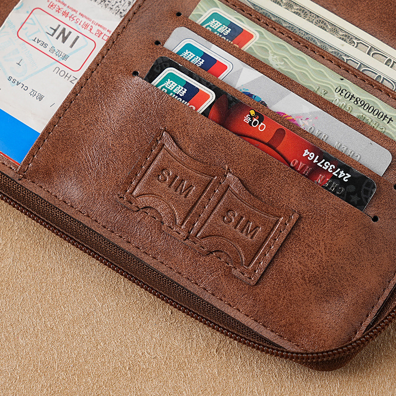 Cross-border 2024 new anti-theft passport clip, long travel passport bag with zipper, multi-functional storage document bag Specification drawing