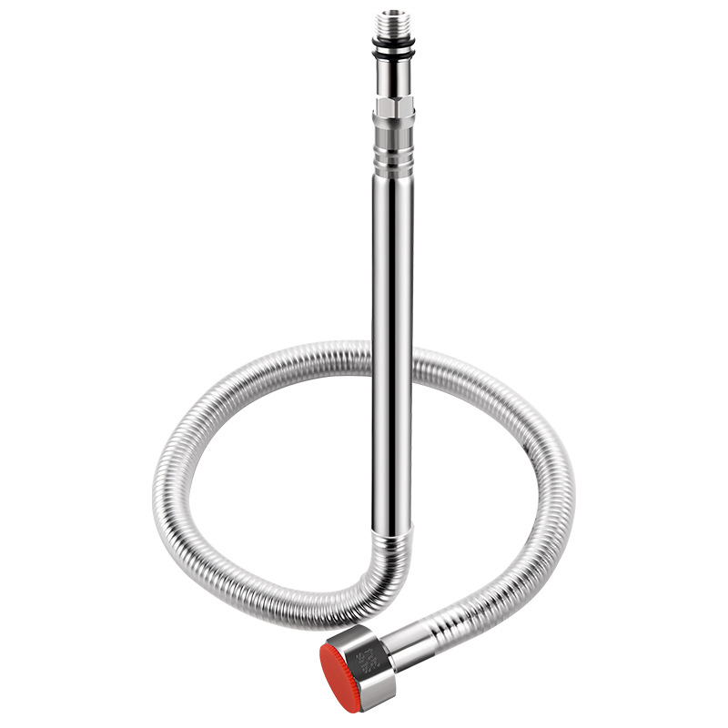Brand-new 304 stainless steel spiral corrugated pipe water inlet hose, kitchen washbasin, hot and cold water faucet, extended explosion-proof Item Picture