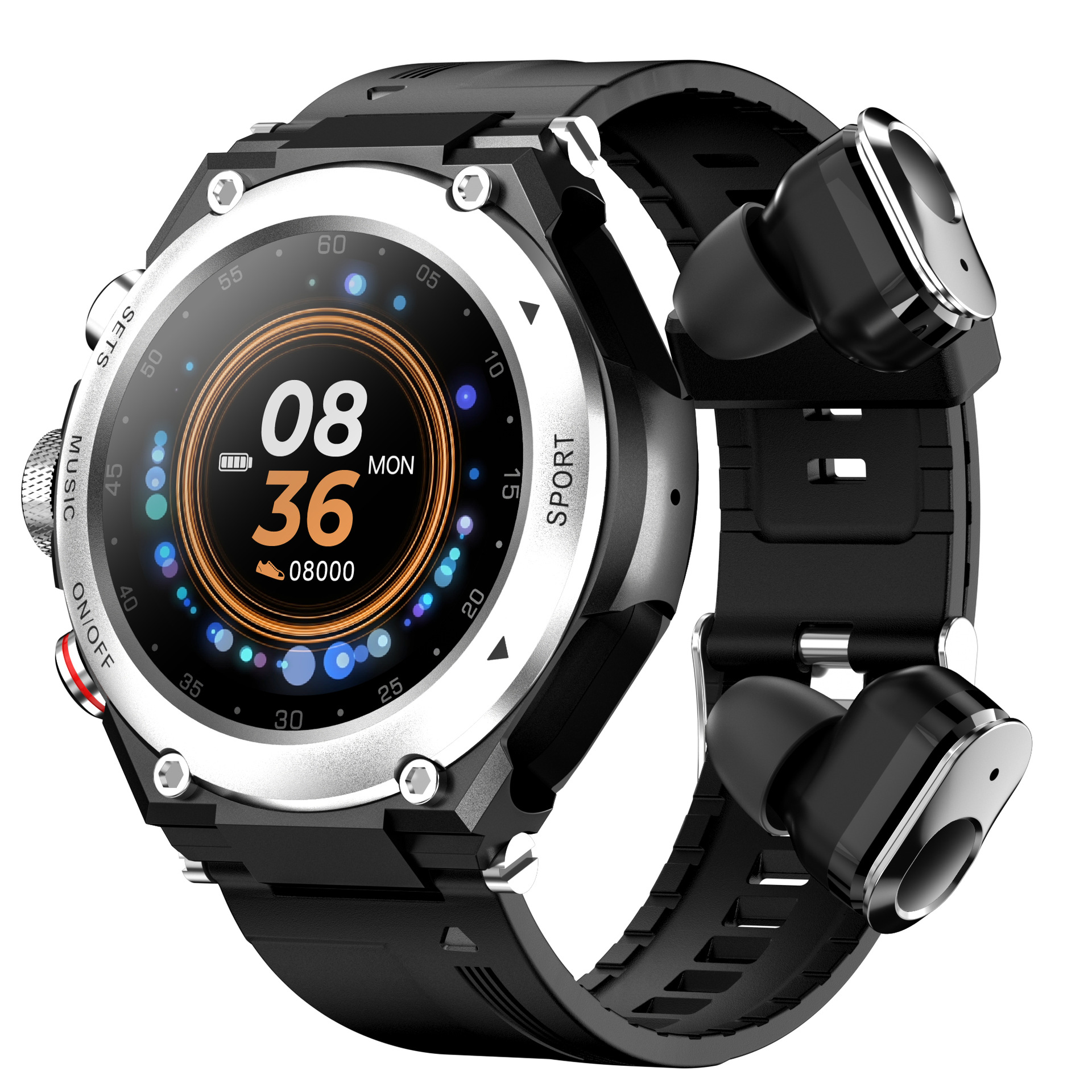 The new T92 color screen smart bracelet, TWS Bluetooth headset, two-in-one sports heart rate health local music bracelet full figure