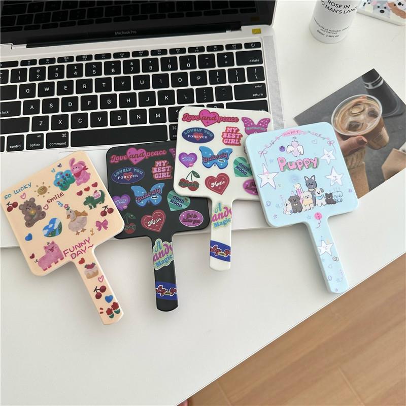 Original cute cartoon small mirror, square handheld mirror, portable makeup mirror and touch-up mirror for student dormitories full figure