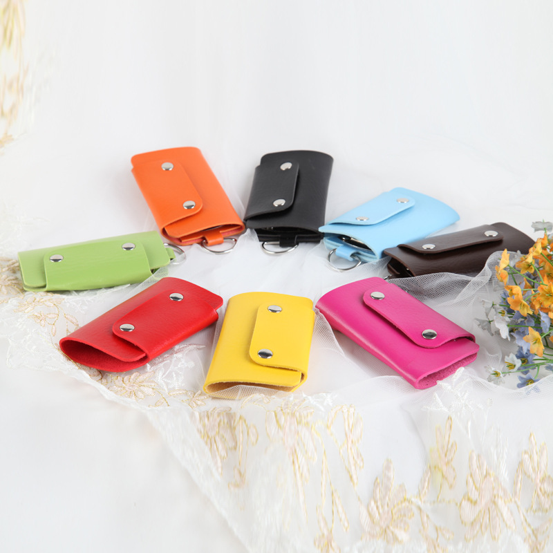 Hot-selling color button key cases, PU key cases, sales gifts, key case LOGO, key cases Specification drawing