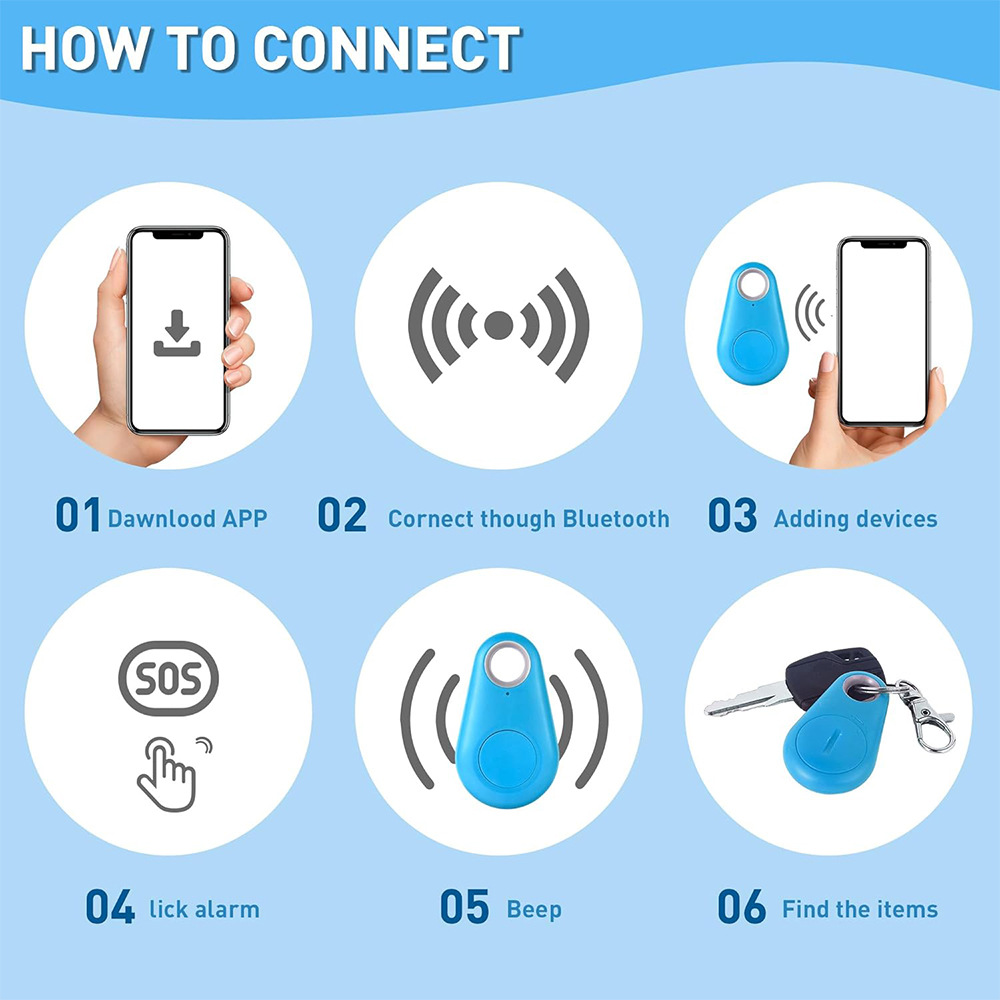 Cross-border teardrop-shaped Bluetooth anti-loss device, keychain alarm, mobile phone tracking Finder, key Finder in stock Application Scenario