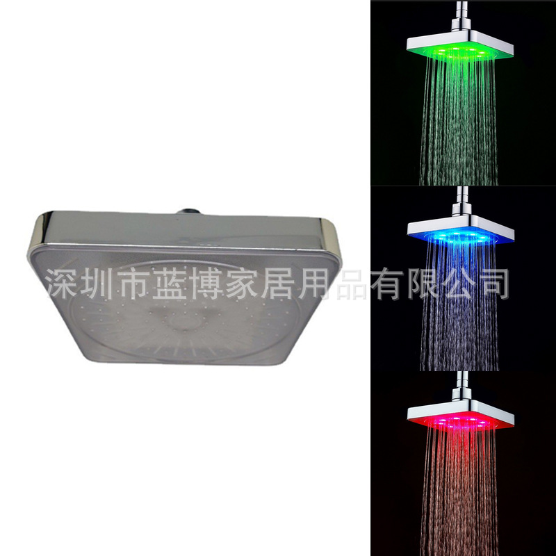 Cross-border e-commerce exclusive LED top spray temperature-sensing/seven-color light-emitting color-changing 6-inch large shower head 8020-B1 full figure