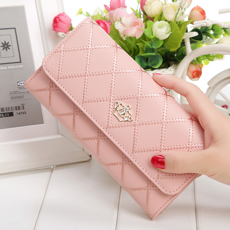 Wholesale of 2021 Women's wallets, long Korean version zipper, fresh and clean crown diamond-shaped student multi-functional wallets full figure