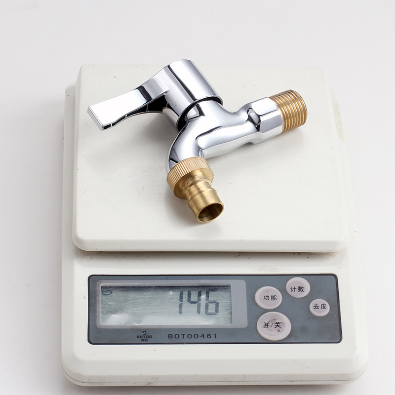 Copper extended by 4 fen, fully automatic washing machine special faucet, one in and two out, double out washing machine faucet for household use Specification drawing