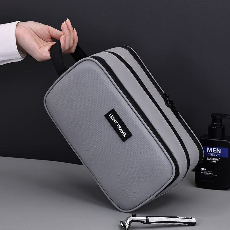 Cross-border three-layer toiletry bag for men, portable, simple, high-end, waterproof, fitness and makeup storage bag for business trips and travel Application Scenario