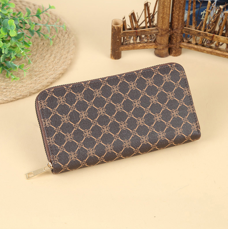 New printed wallet, long large-capacity double zipper clutch, multi-functional, fashionable and elegant zipper clutch details Picture