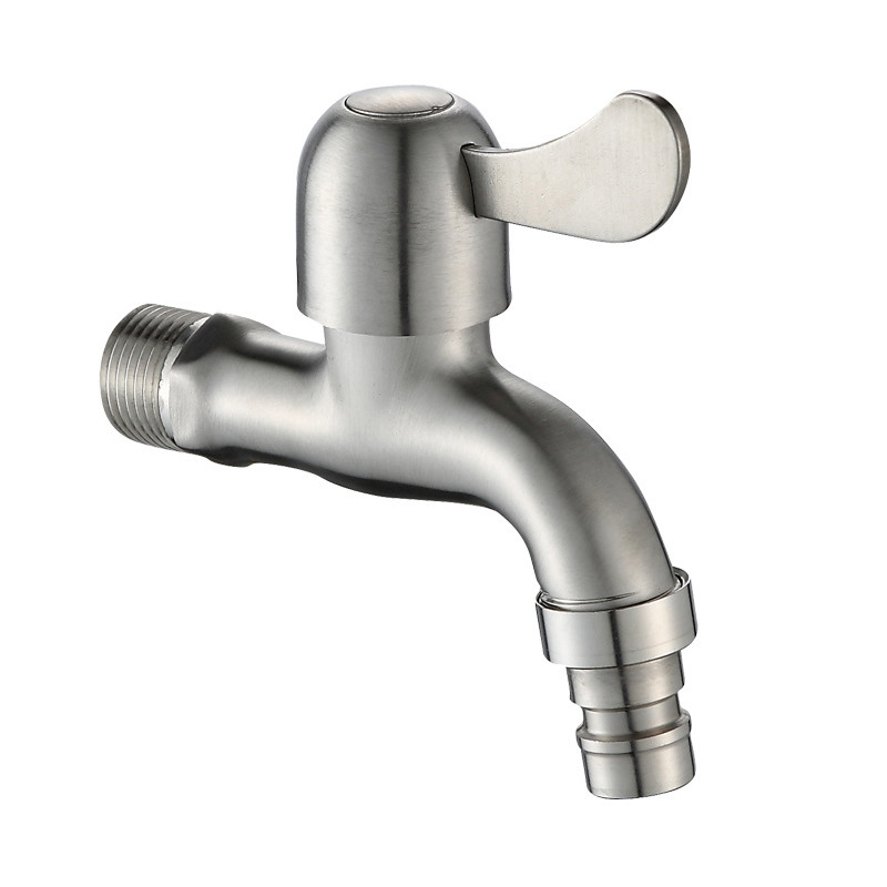Stainless steel washing machine faucet, 4-minute quick-opening, one inlet and one outlet, mop sink, balcony, bathroom faucet Item Picture
