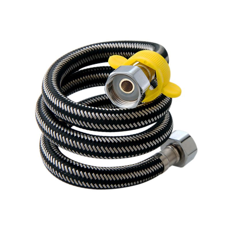 Stainless steel metal braided cold and hot water inlet bathroom hose, toilet water heater high-pressure pipe, 4-inch water supply pipe Item Picture