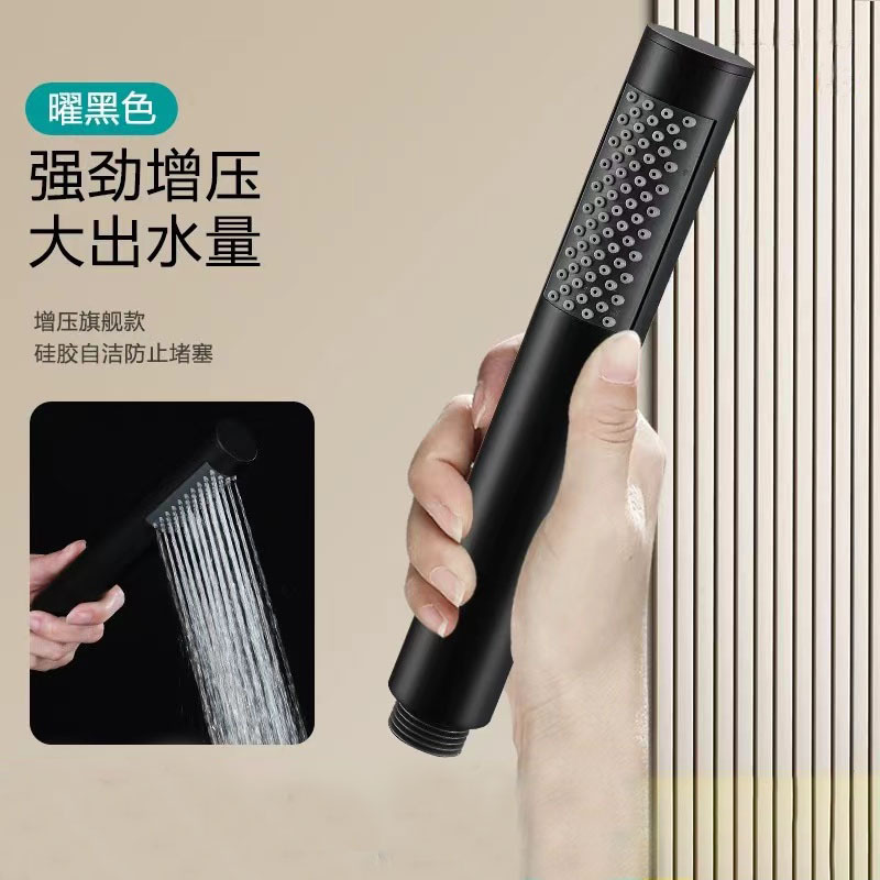304 stainless steel cylindrical pressurized shower head, brushed gold hand-held rain shower head, hand-spray showerhead Application Scenario