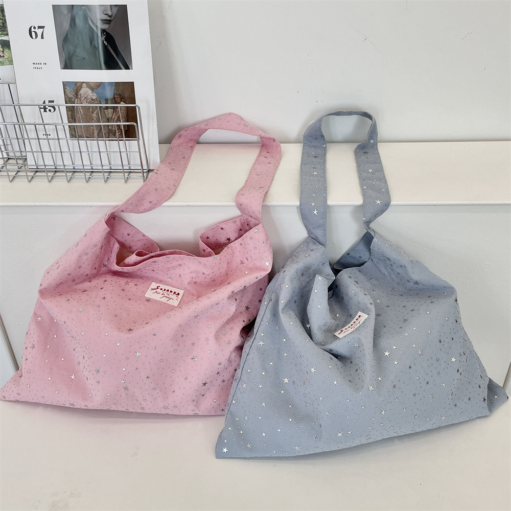 54112 Korean-style ins casual cloth bag, large-capacity diamond-encrusted little star single-shoulder crossbody cloth bag, women's single-shoulder bag details Picture