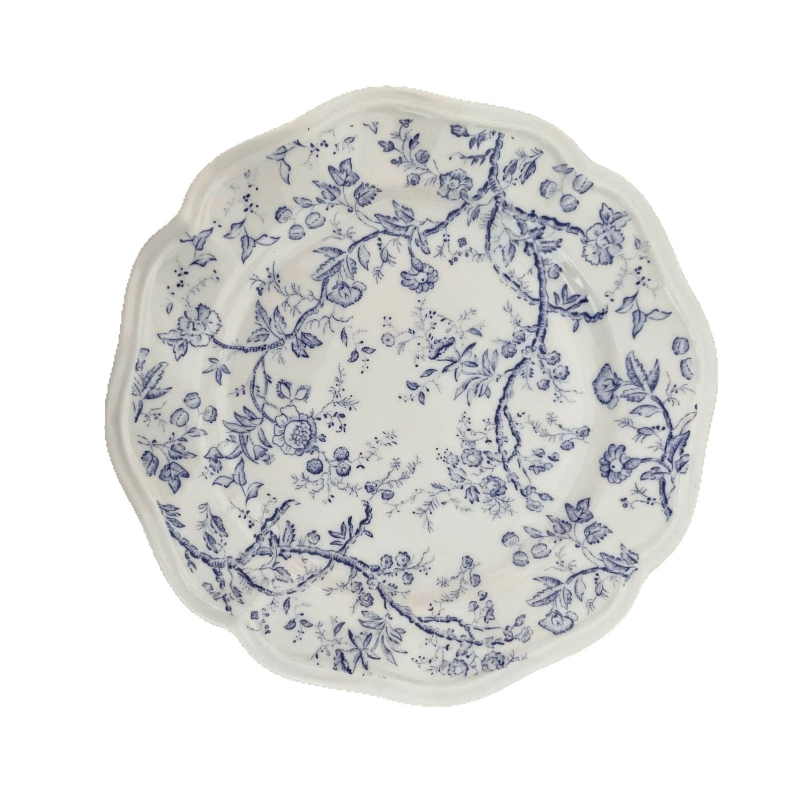 French-style retro blue relief ceramic plate for restaurant kitchen, high appearance level, lace-shaped dessert photo breakfast plate Item Picture