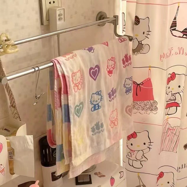Cartoon cat all-cotton bath towel gauze ~ Newborn baby bath towel, large towel, children's baby wrap towel, bath absorbent full figure