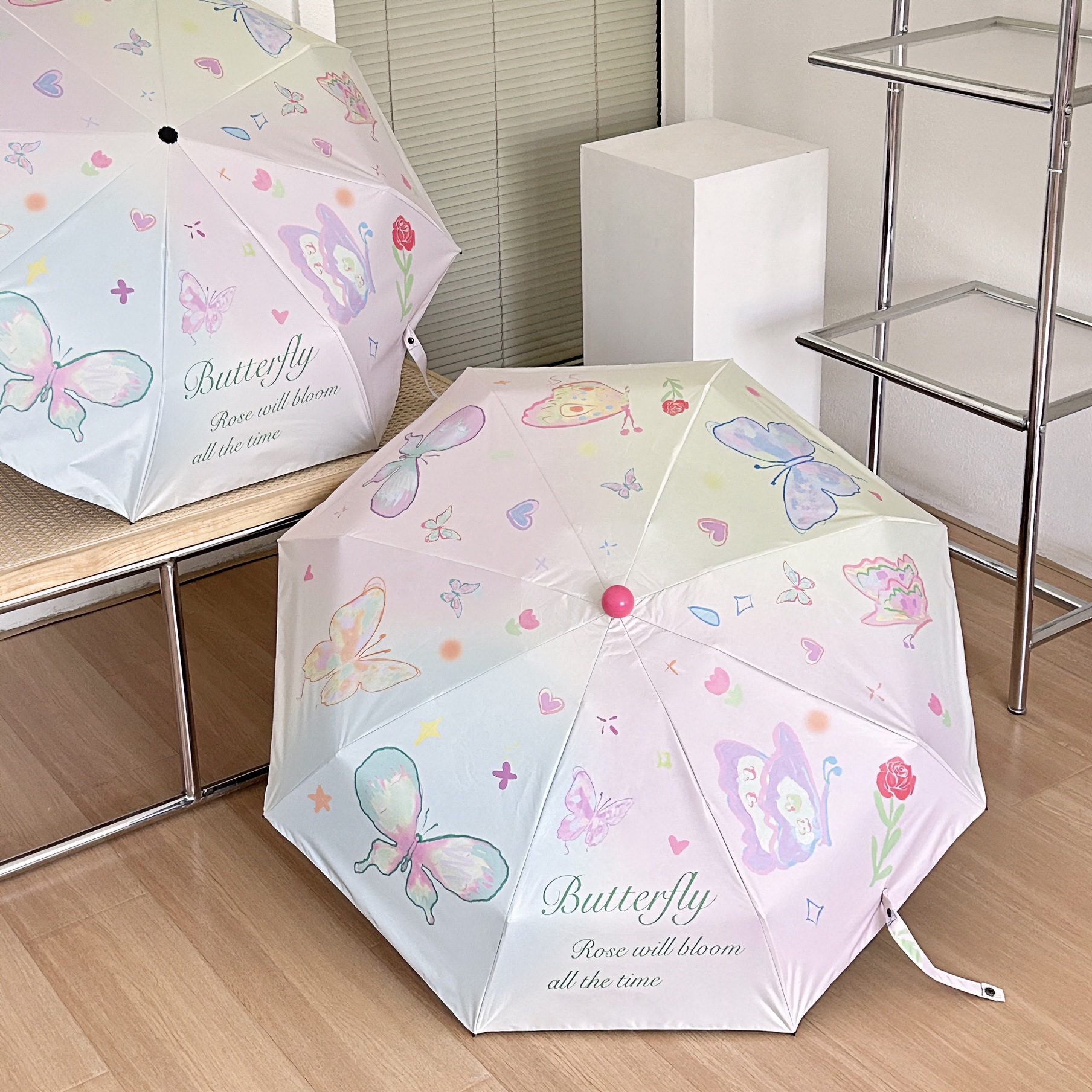 Original Spring butterfly umbrella, high-end sun umbrella, UV protection, all-purpose umbrella for women, portable sunshade for women full figure