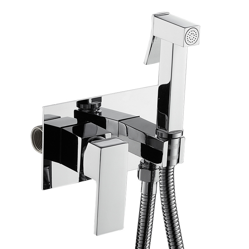 Copper washbasin faucet, cold and hot water pre-buried toilet companion, cross-border bottom washing, pressurized spray gun, shower head Item Picture