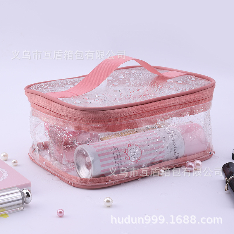 Customized summer pvc makeup bag for women, large-capacity portable, European and American style waterproof washbasin storage bag for easy carrying details Picture