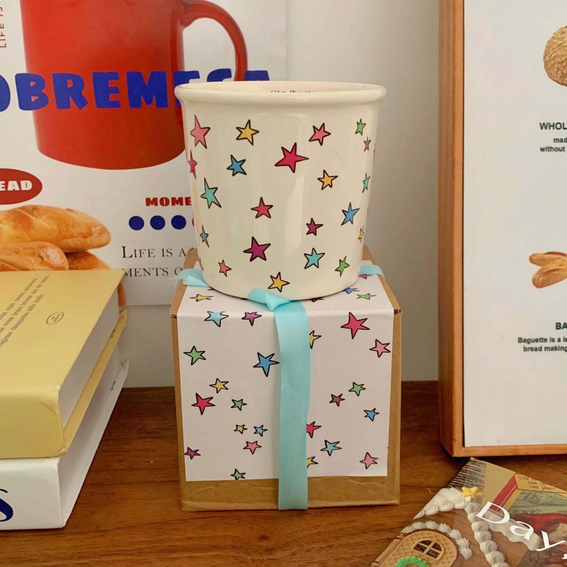 Colorful star-shaped ceramic cups, mugs, ins paper cups, cute-shaped hand-held cups, coffee cups as gifts, water cups details Picture