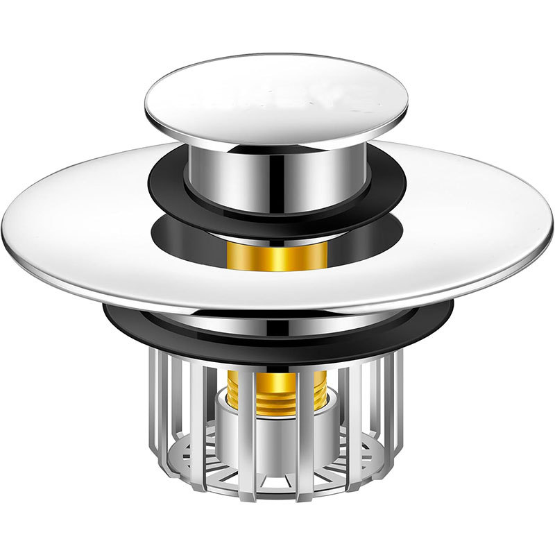 Cross-border universal bathtub drain, spring core drain, 2-in-1 copper bathtub filter drain plug, bathtub plug Specification drawing