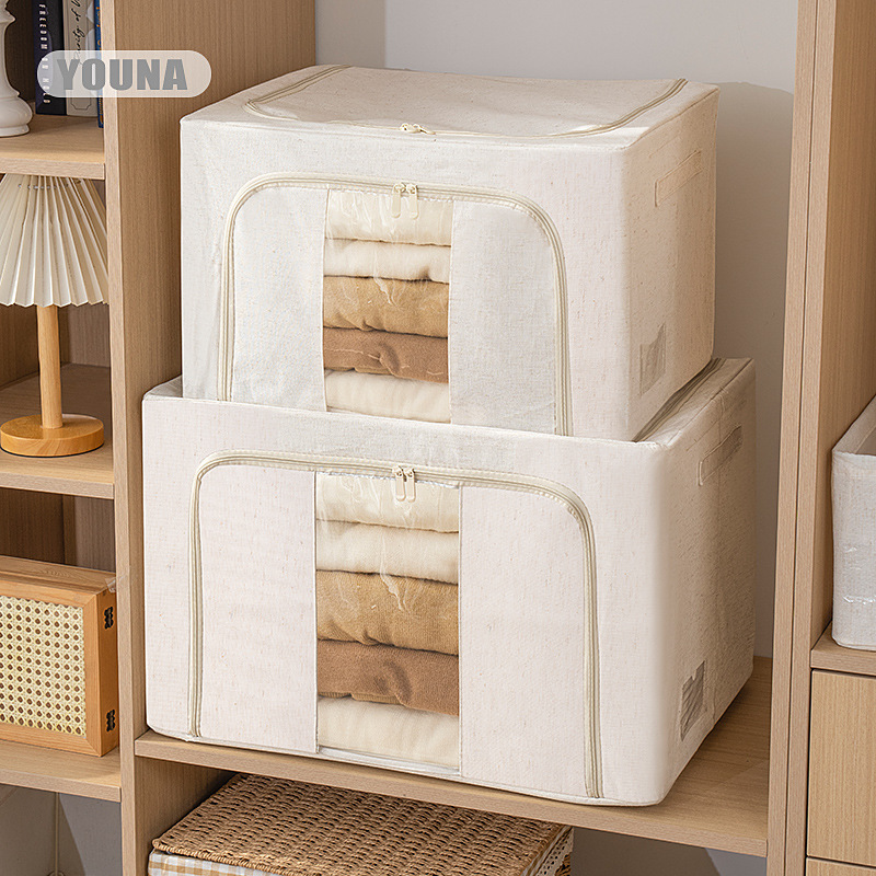 Tianshan cotton and linen clothing storage box, household fabric large-capacity wardrobe storage and organization box, clothing folding and hundred storage box details Picture