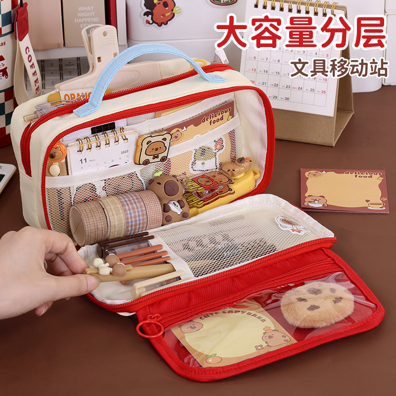 A student pencil case and a boy's stationery box in a Japanese style with a high level of appearance and a niche retro color on Instagram details Picture