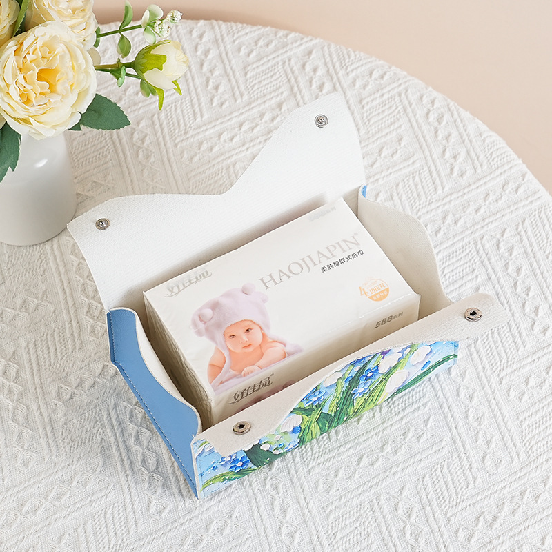 Creative text tissue box, leather light luxury 2024 new high-end tissue box, home living room desktop storage box details Picture