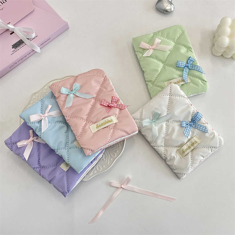 52242 Korean-style sweet bow passport card holder, document storage, bank card, travel ID card holder details Picture