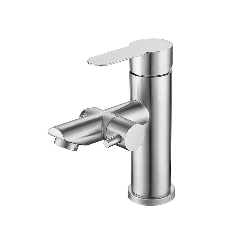 Simple 304 stainless steel dual-purpose cold and hot washbasin faucet, switchable for both shower and washbasin functions Item Picture