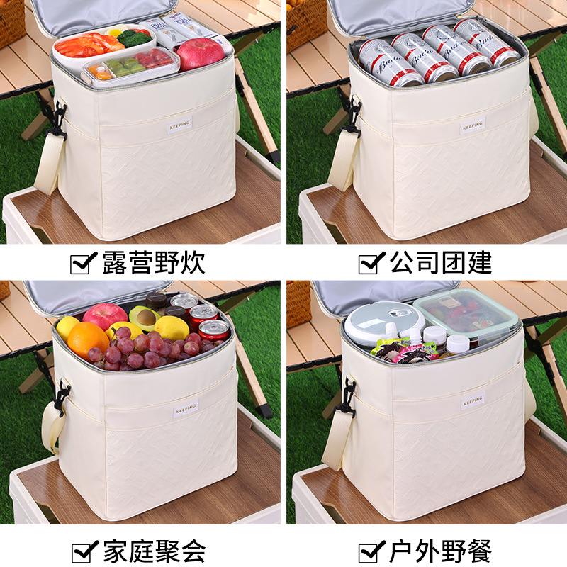 Geyun Square large-capacity lunch bag, high appearance level outdoor insulated bag, spring outing lunch box bag, PEVA waterproof camping Specification drawing