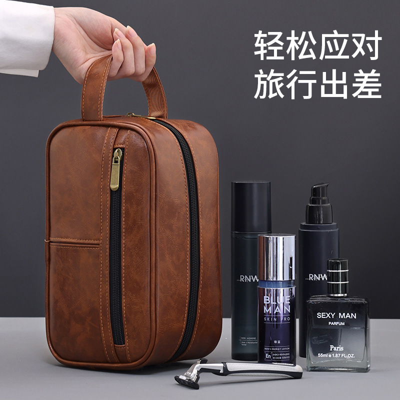 Yige Creative Multi-functional fashionable toiletry Bag, Travel Portable Men's skincare Storage Bag, hand-held pu makeup bag full figure