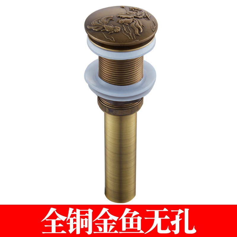 Antique all-copper carved washbasin, springy drain, washbasin, countertop, retro flip washbasin, drain pipe accessories Application Scenario