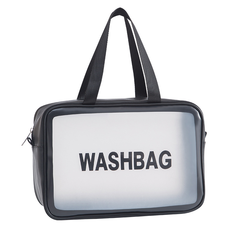 High-appearance-level hand-held waterproof letter cosmetic bag, storage bag wholesale, pu transparent toiletry bag, large capacity, high-end feel Item Picture
