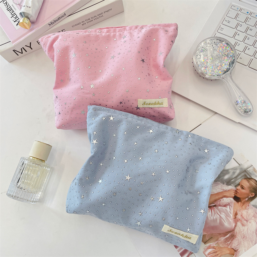 5621 Star Sequin Makeup Bag, large capacity storage bag, travel care products, bag opening red storage full figure