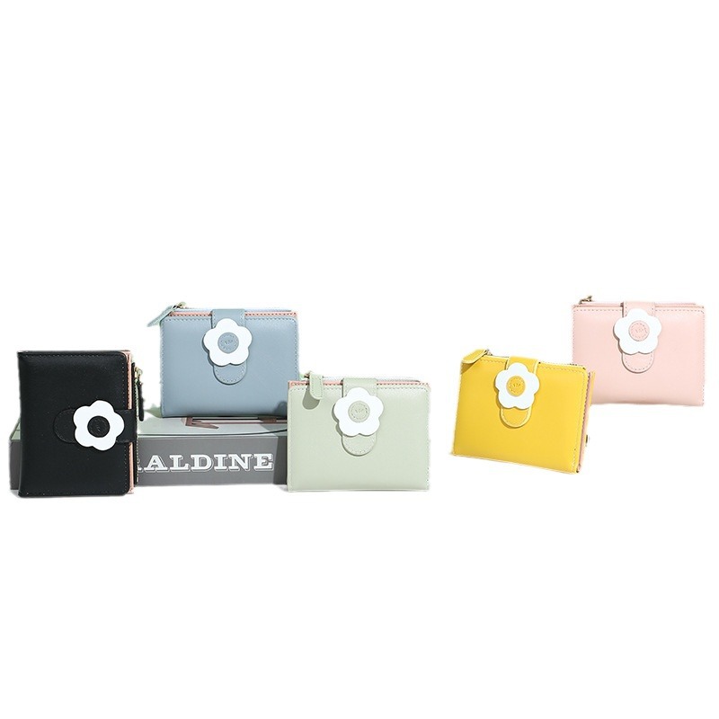 Flower cute wallet, large-capacity student short wallet, multi-slot card bag wallet, two-in-one coin purse wholesale Item Picture