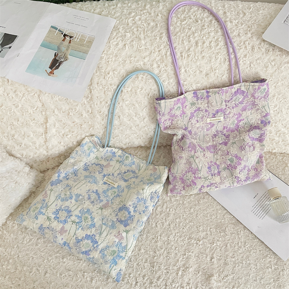 56161 New stylish country style floral print, high appearance level, elegant single-shoulder handbag, commuting and travel canvas bag details Picture